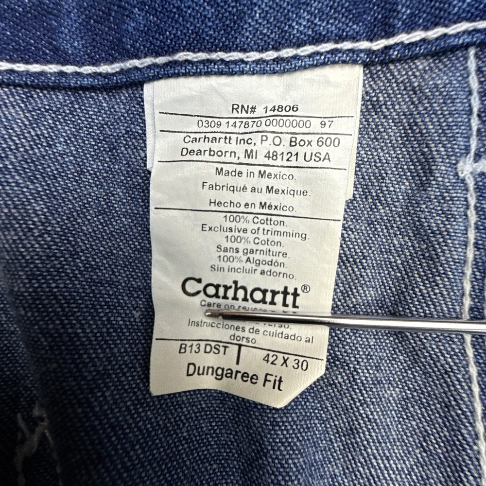 Carhartt B113 Darkstone DST Denim Loose Fit Tapered Leg Mens Jeans 42X30 NWT NOS - Picture 4 of 12